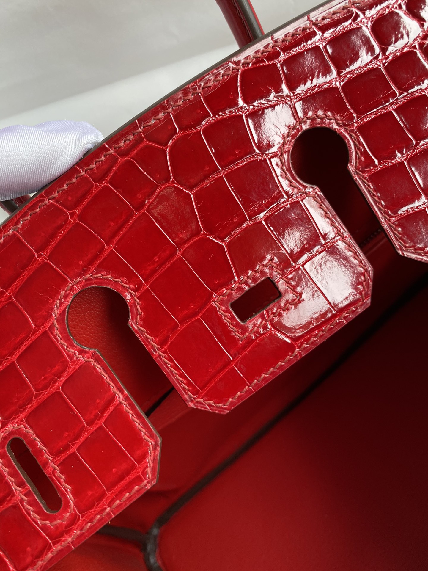 Hermes Birkin 25CM Handmade Bag In Red Crocodile Niloticus Shiny Skin